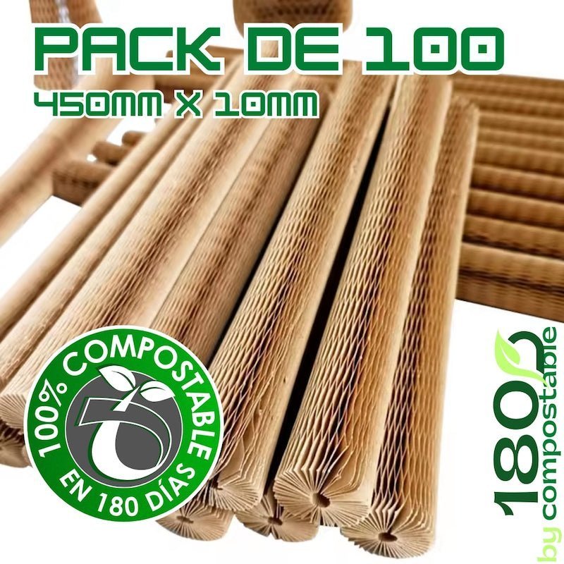 100 Fundas de 450x10mm para Embalaje de Botellas y Productos Delicados - 180Compostable.cl
