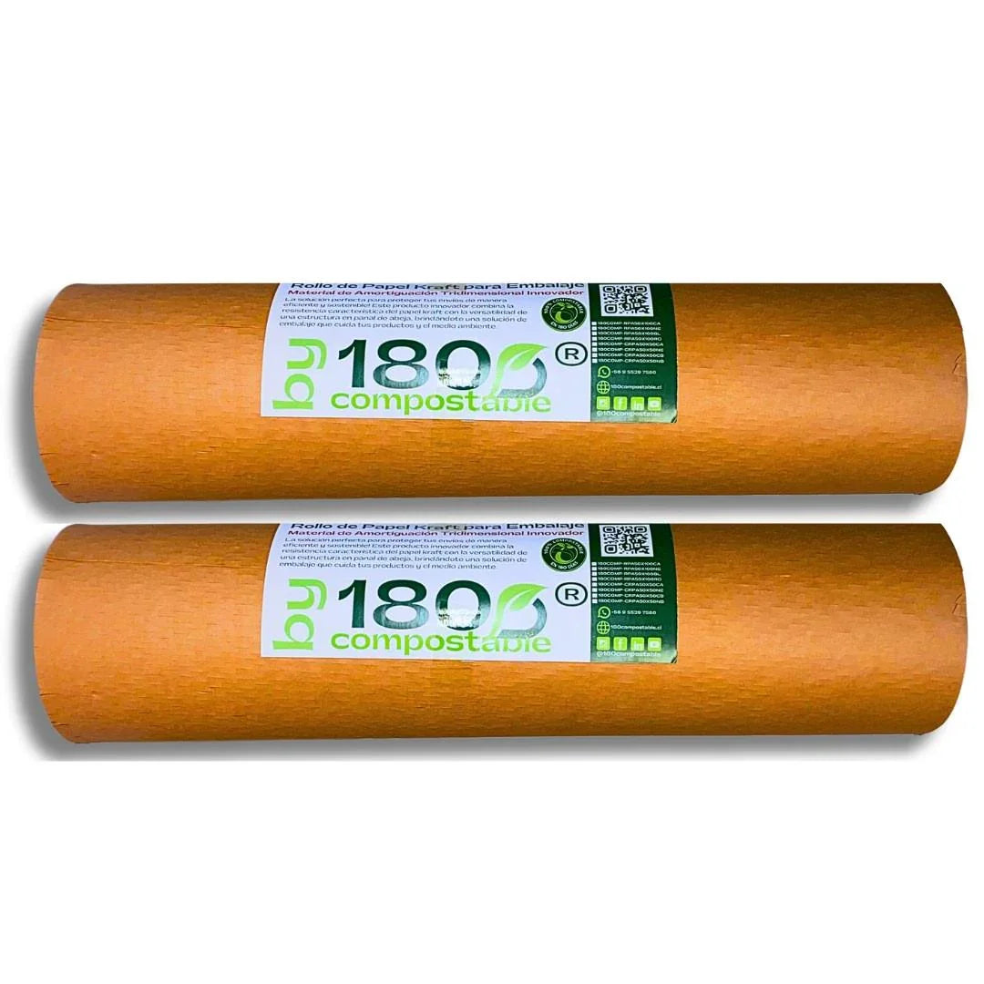 Pack de 2 Rollos Papel Kraft Panal De Abeja de 51cm*100m - 180Compostable.cl
