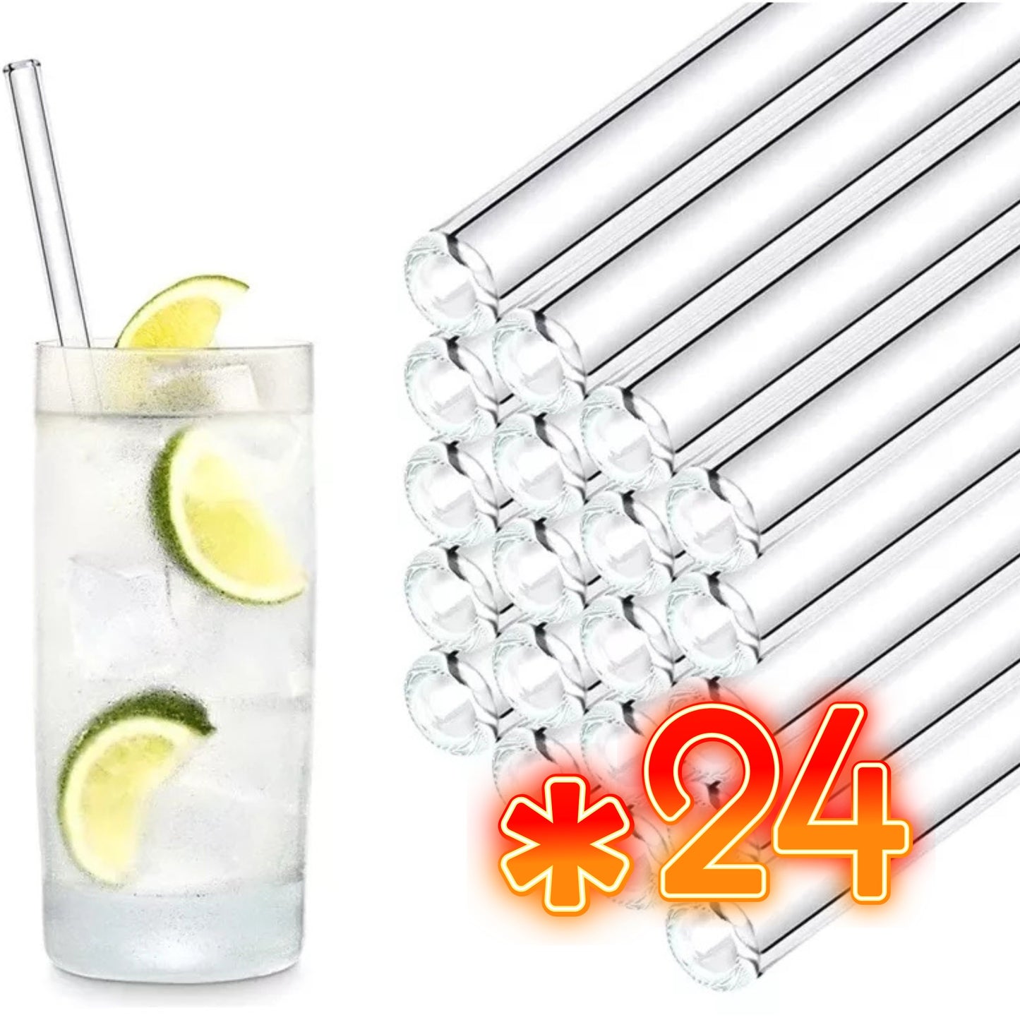 Pack de 24 Bombillas de Vidrio + 2 Cepillos - 180Compostable.cl