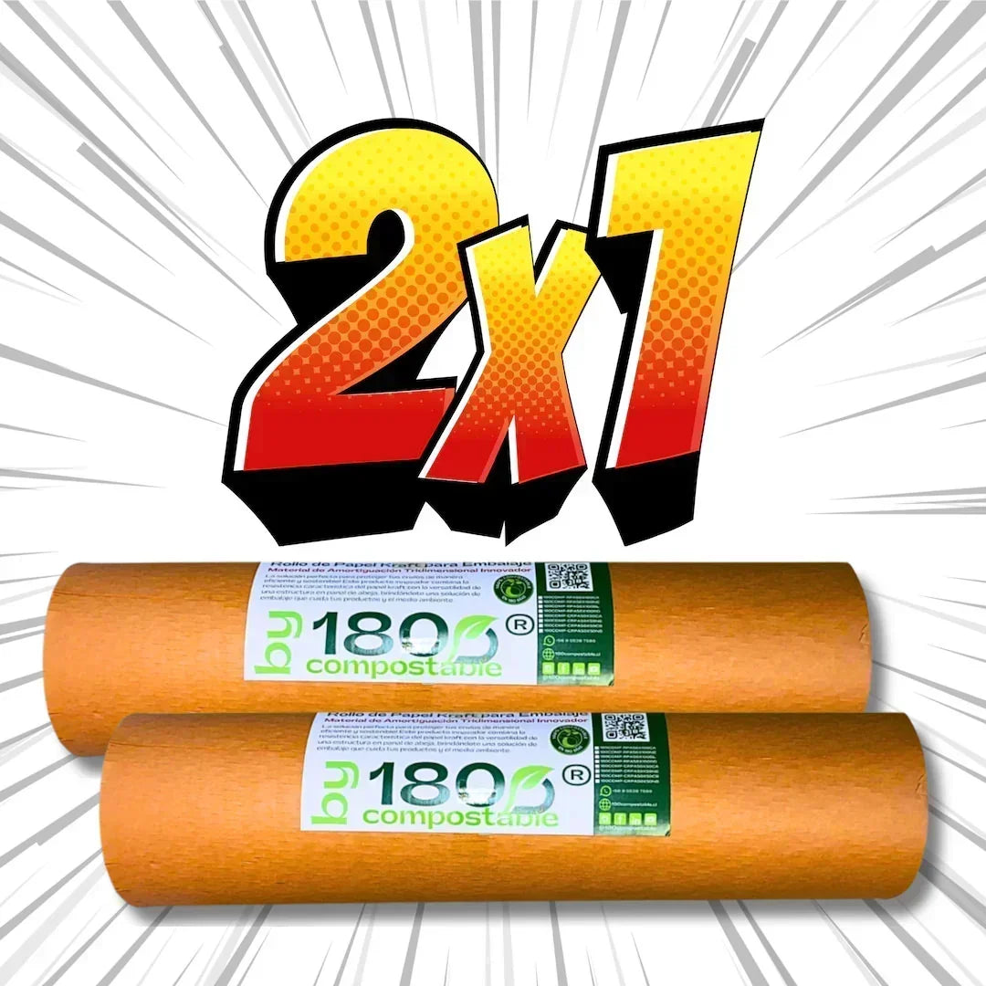 Pack de 2 Rollos Papel Kraft Acolchado para Embalaje de 51cm x 100m - 180Compostable.cl