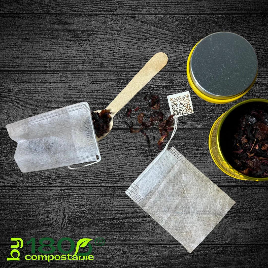 1.000 Bolsitas de té 5,5×7cm de Fibra de Maíz con cordón - 180Compostable.cl