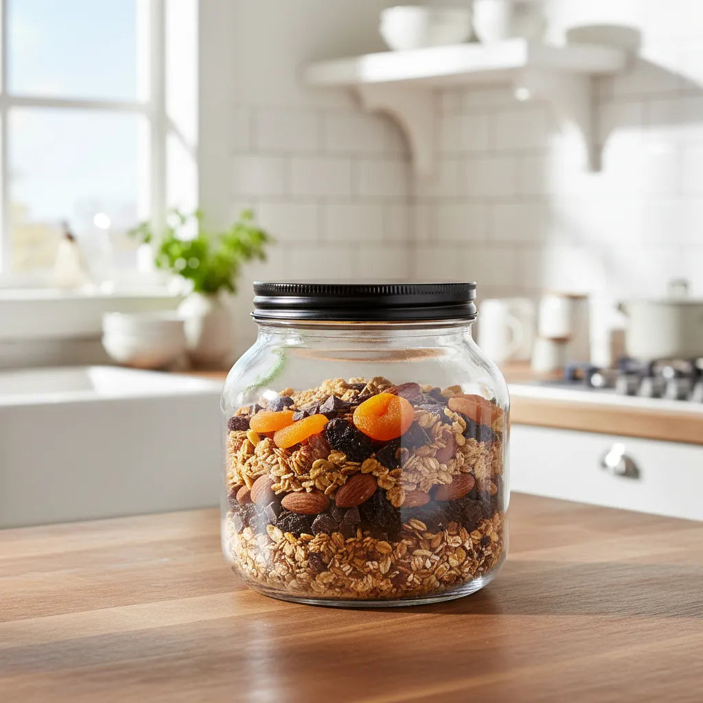 Frasco Conservero De 2.280ml Con Tapa Twist Off Negra