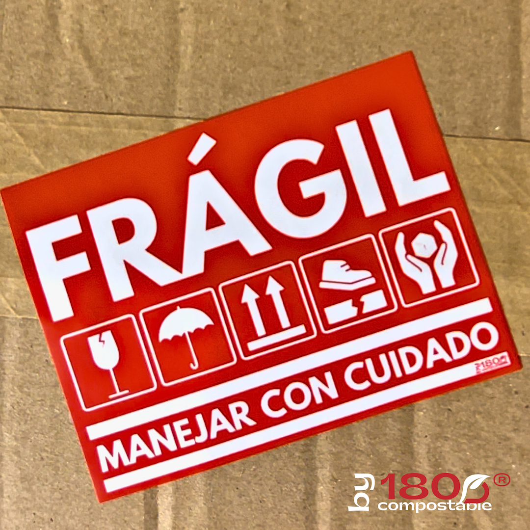 Pack de 50 Etiquetas Frágil de 102mm x 76mm