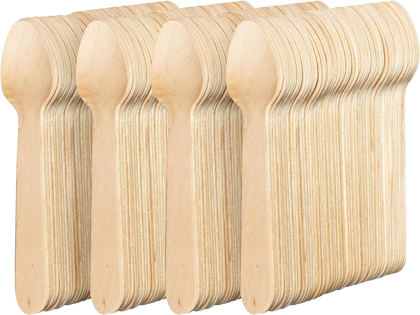 Pack de 100 Mini Cucharas de Madera - 180Compostable.cl