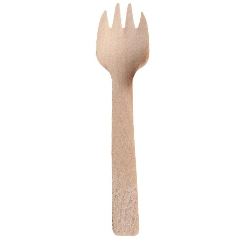 Pack de 100 Mini Tenedores de Madera - 180Compostable.cl