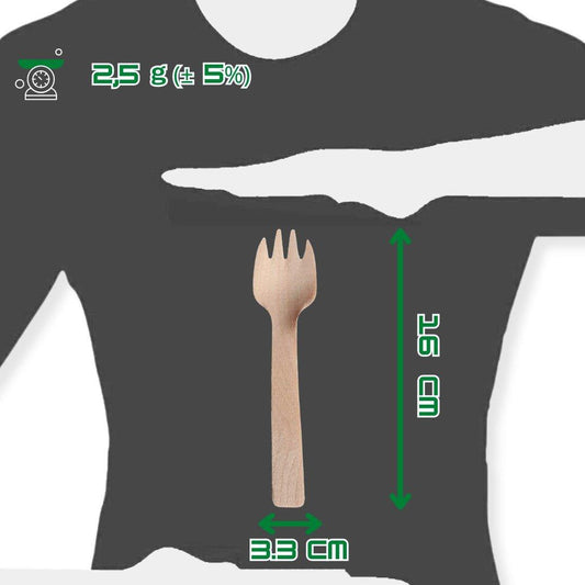 Pack de 100 Tenedores de Madera - 180Compostable.cl