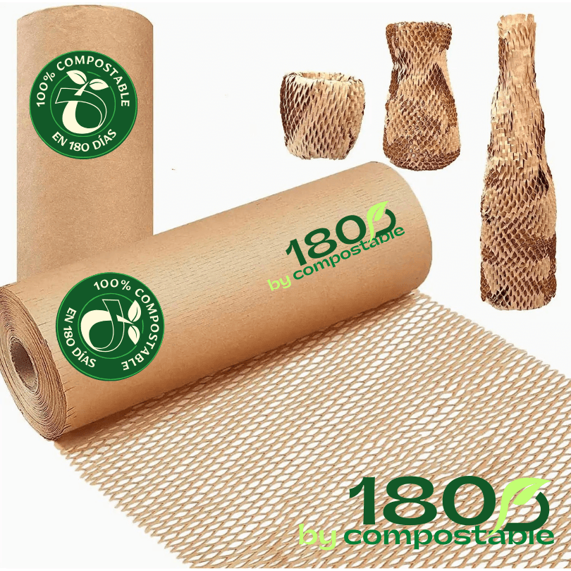 Pack de 10 Rollos de Papel Kraft Acolchado Panal de Abejas para Embalaje - 180Compostable.cl