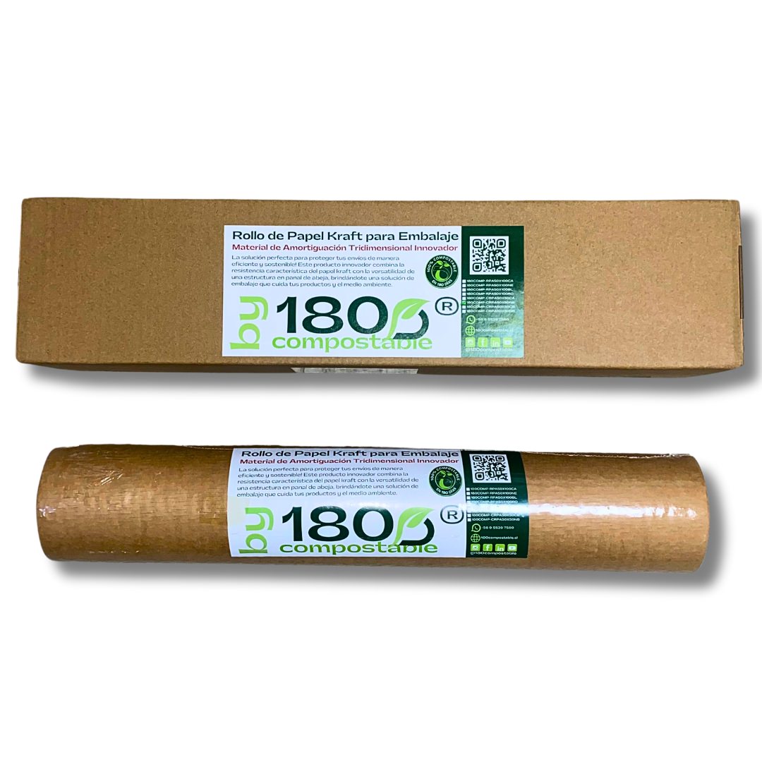Rollo de Papel Panal de Abejas de 51cm*50m con Caja Dispensadora - 180Compostable.cl