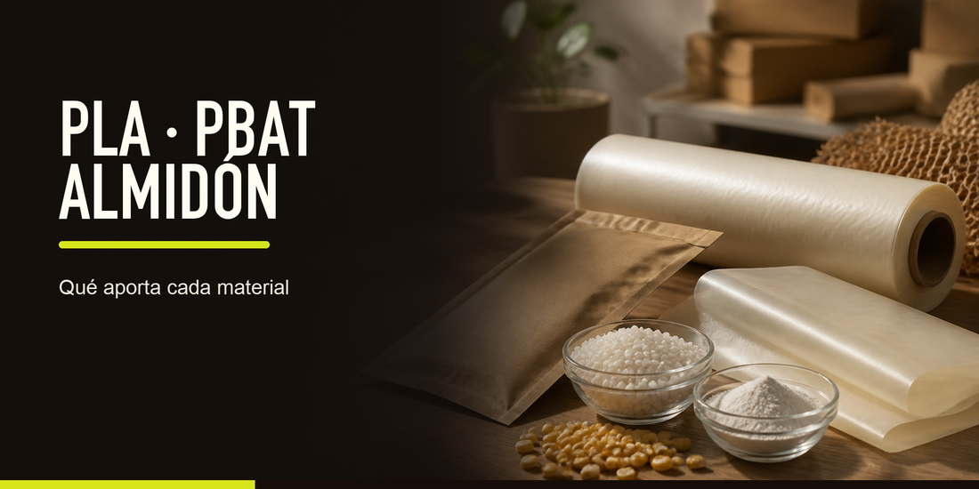 PLA, PBAT y almidón de maíz en envases compostables