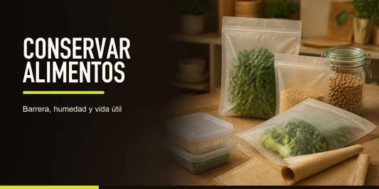Conservacion de alimentos en bolsas compostables: barrera, humedad y vida útil