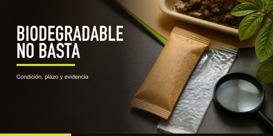 Decir biodegradable sin condiciones, plazo, norma o ambiente de degradación puede confundir al cliente y aumentar riesgo de greenwashing.