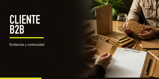 Un cliente B2B suele pedir evidencia, continuidad, fichas técnicas, trazabilidad, capacidad de reposición y lenguaje ambiental defendible.