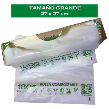 15 Bolsas Herméticas Doble Cierre para Alimentos de 27x27cm - 180Compostable.cl