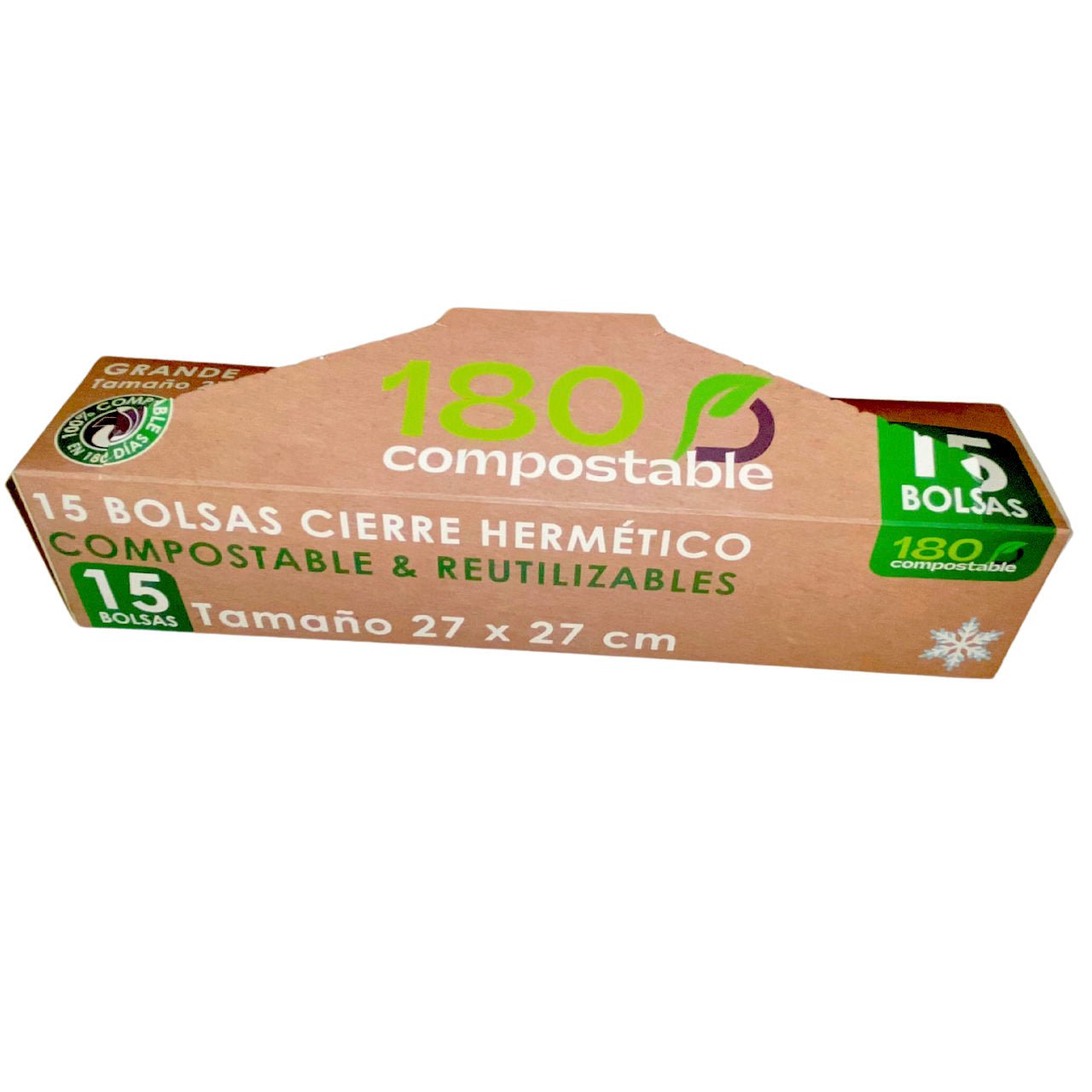 15 Bolsas Herméticas Doble Cierre para Alimentos de 27x27cm - 180Compostable.cl