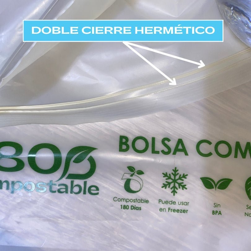 20 Bolsas Herméticas Doble Cierre para Alimentos (Mediana) - 180Compostable.cl