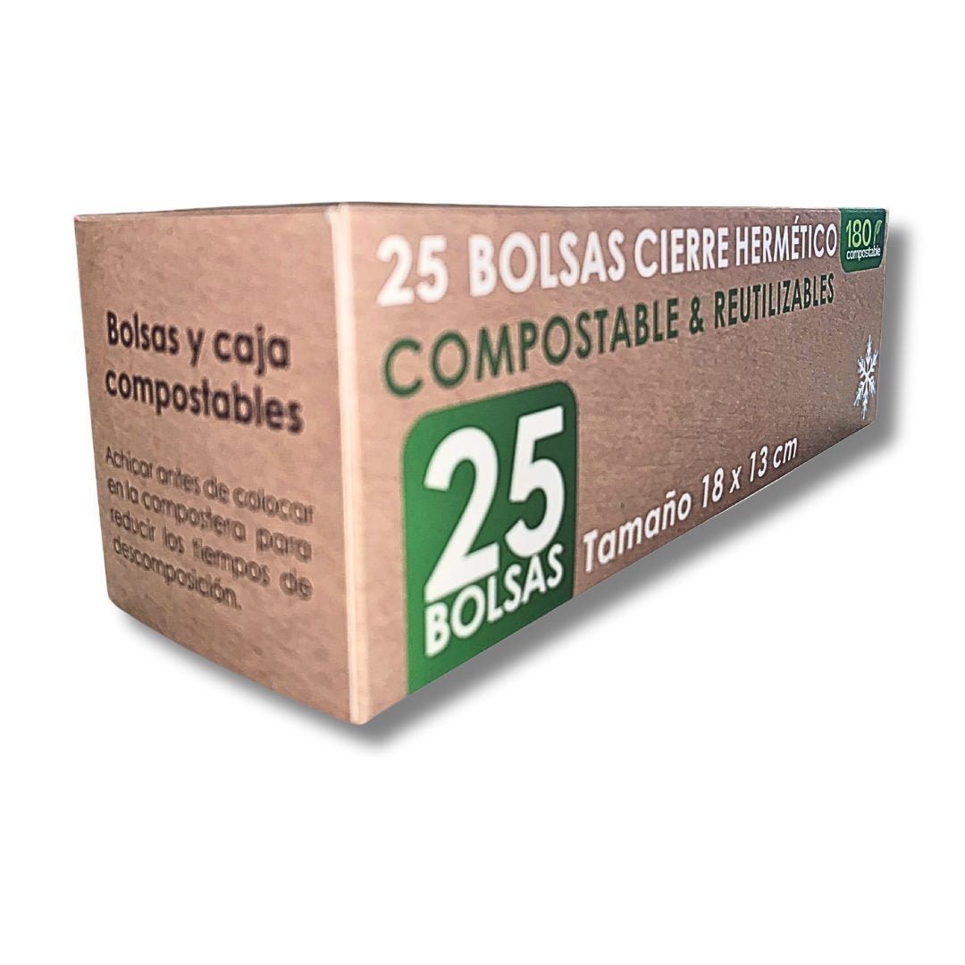 25 Bolsas Herméticas Doble Cierre para Alimentos (Chica) - 180Compostable.cl