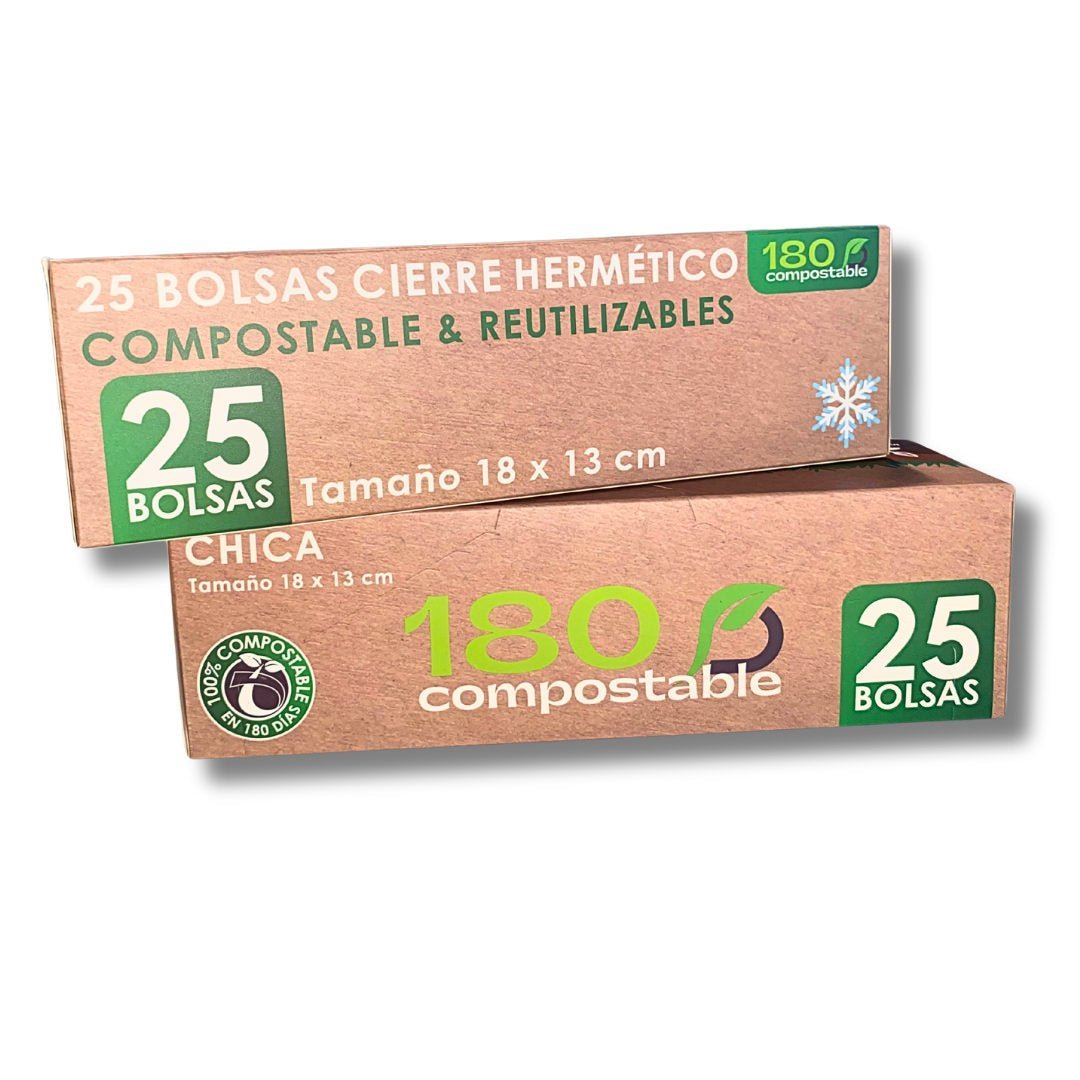 25 Bolsas Herméticas Doble Cierre para Alimentos (Chica) - 180Compostable.cl