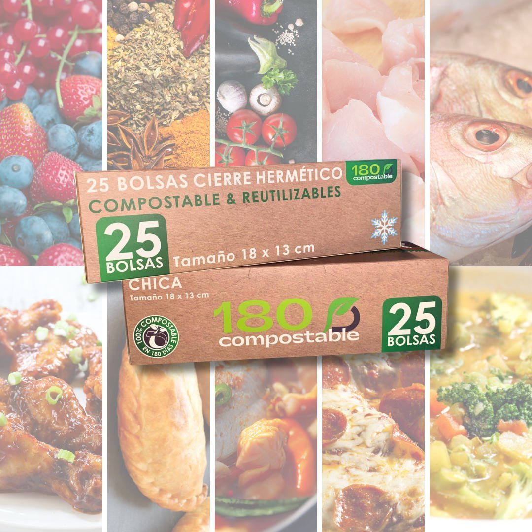 25 Bolsas Herméticas Doble Cierre para Alimentos (Chica) - 180Compostable.cl