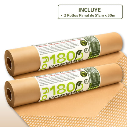 Pack de 2 Rollos Papel Kraft Acolchado para Embalaje de 51cm x 50m