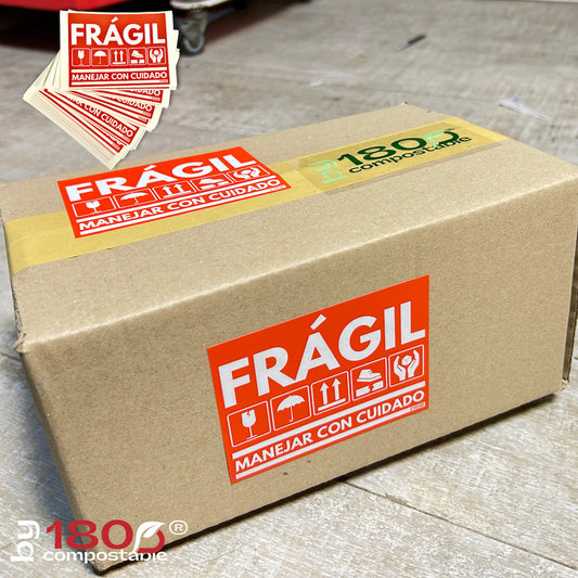 Pack de 50 Etiquetas Frágil de 102mm x 76mm