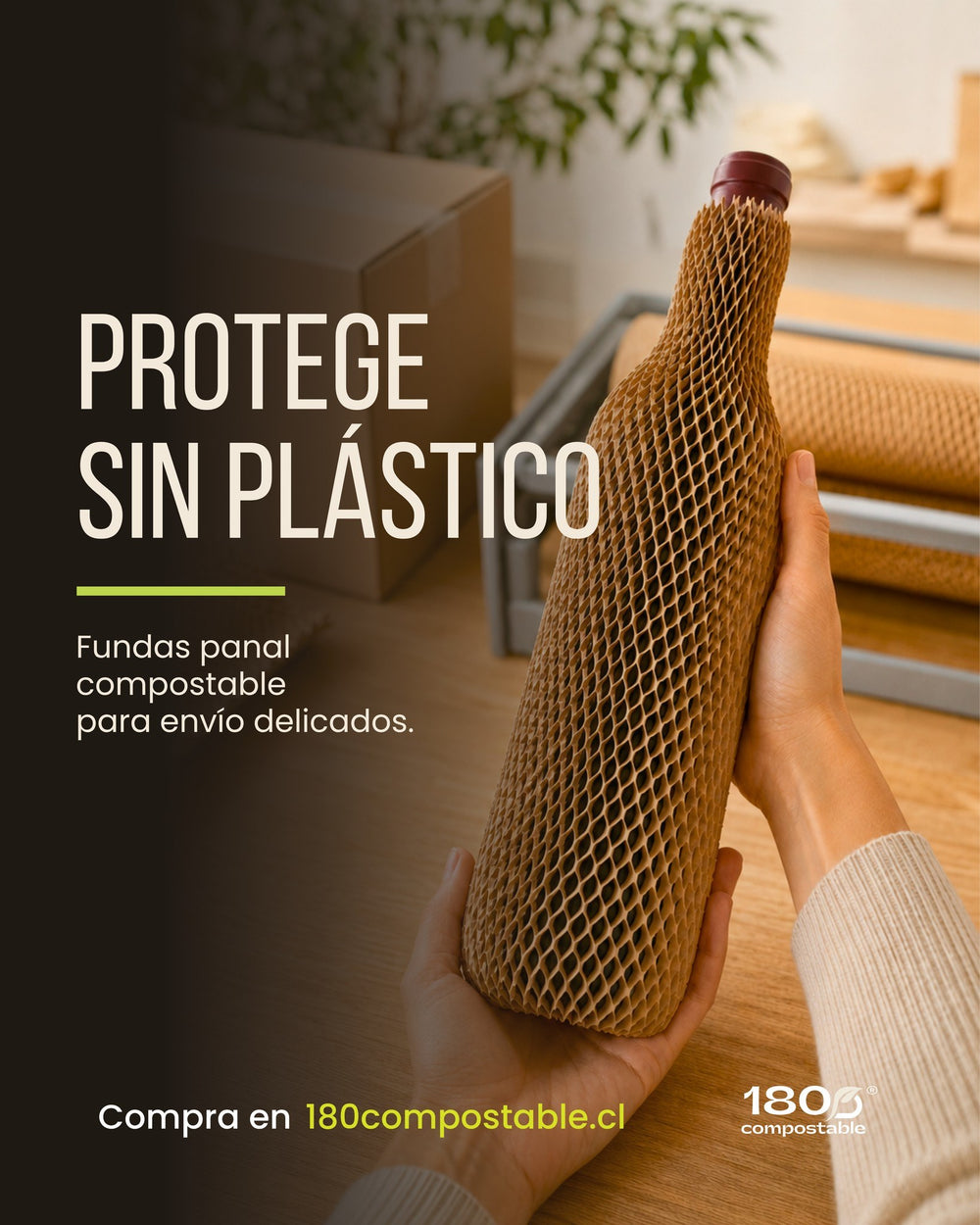🍷 Protege tus botellas sin sumar plástico a tus envíos.