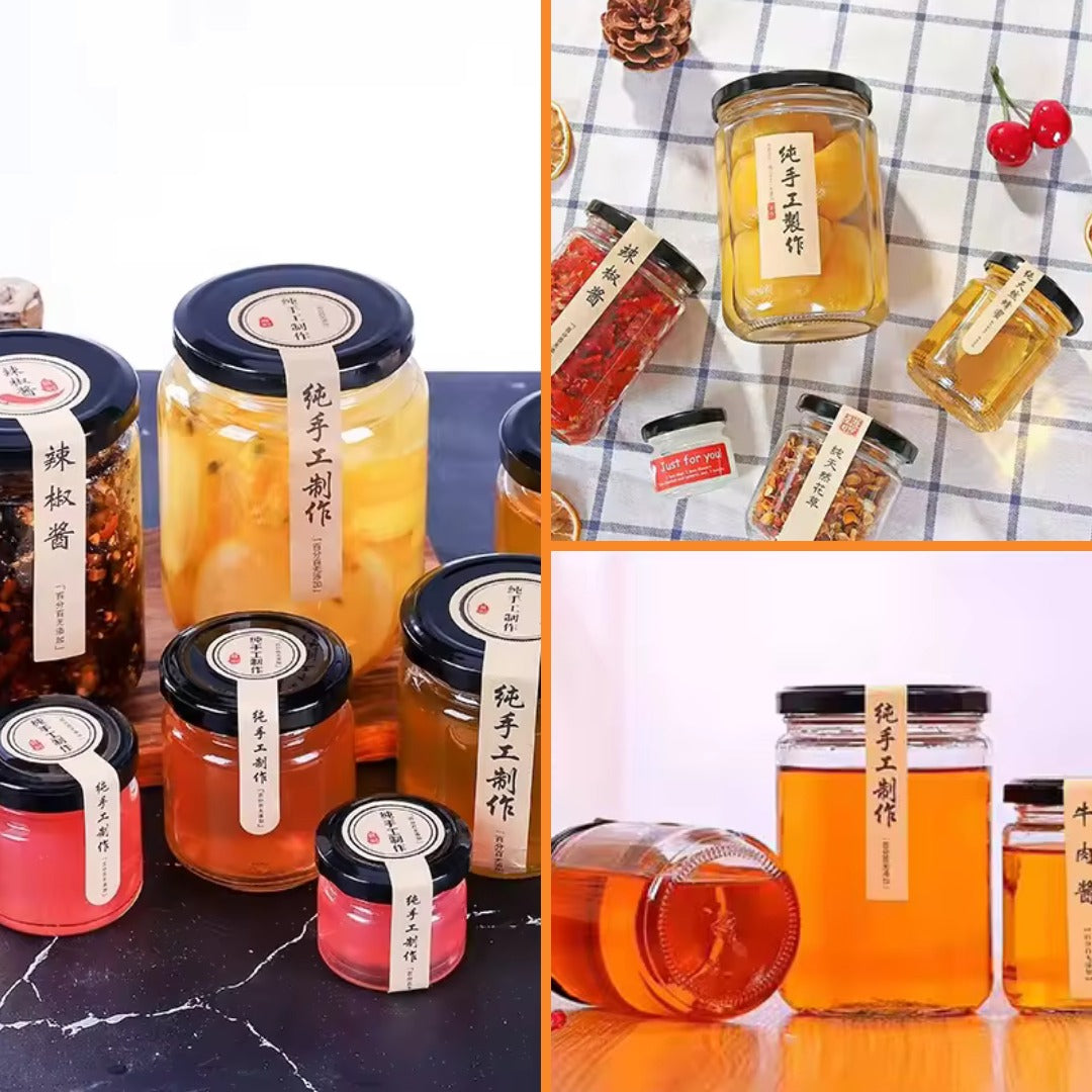 Pack De 6 Frascos De Vidrio De 240ml Con Tapa Twist Off Negra