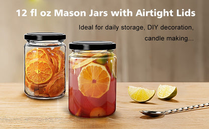 Pack De 6 Frascos De Vidrio De 240ml Con Tapa Twist Off Negra