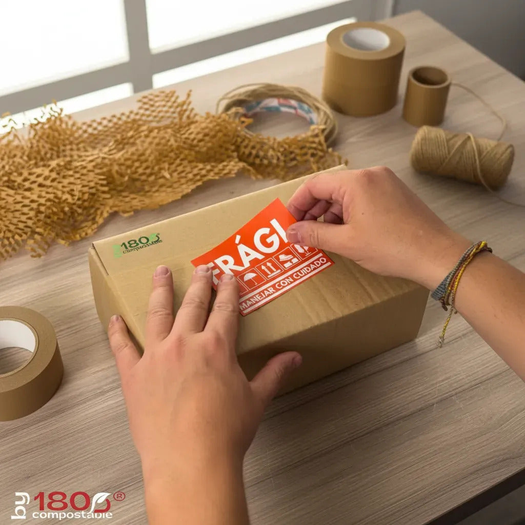 Pack De 50 Etiquetas Frágil De 102mm X 76mm Envíos Delicados