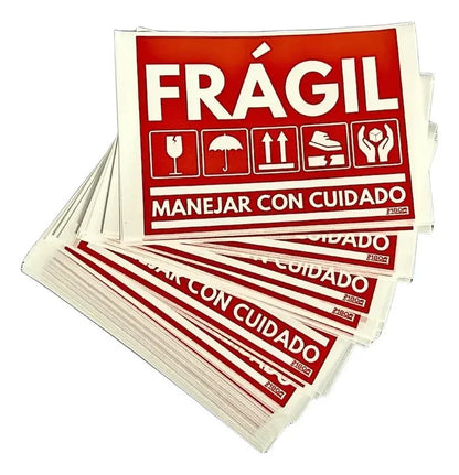 Pack De 50 Etiquetas Frágil De 102mm X 76mm Envíos Delicados