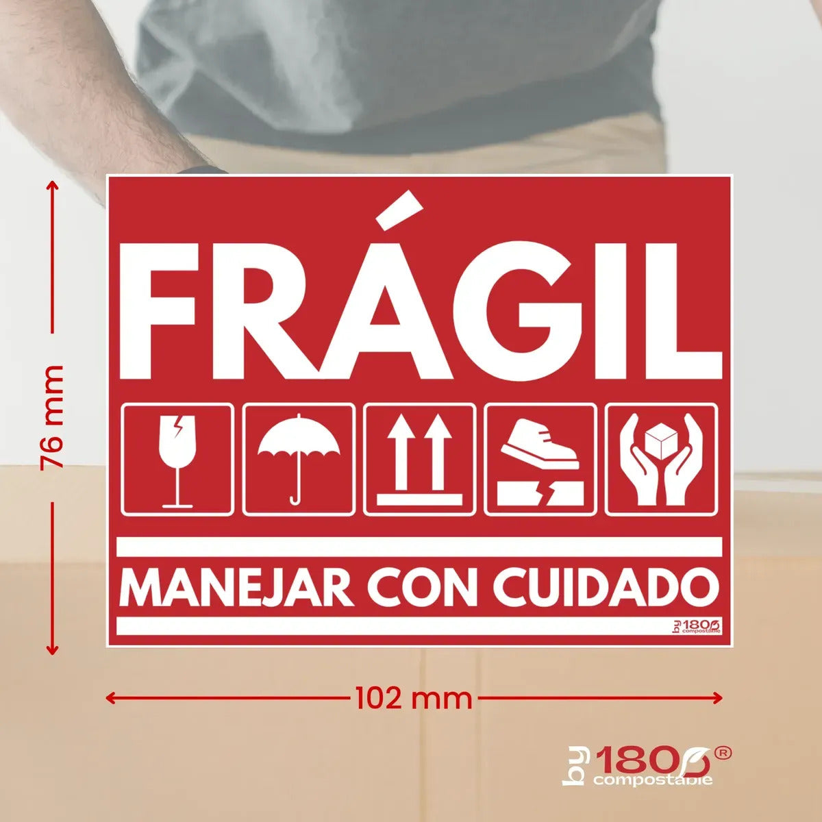 Pack De 50 Etiquetas Frágil De 102mm X 76mm Envíos Delicados