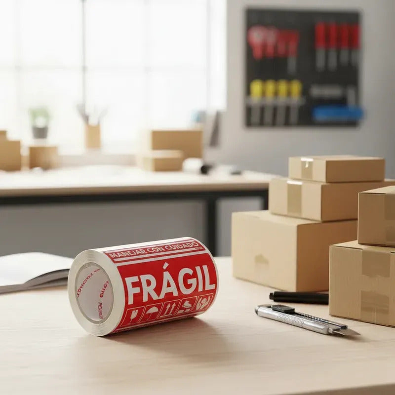 Pack De 50 Etiquetas Frágil De 102mm X 76mm Envíos Delicados