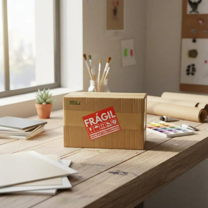 Pack De 50 Etiquetas Frágil De 102mm X 76mm Envíos Delicados