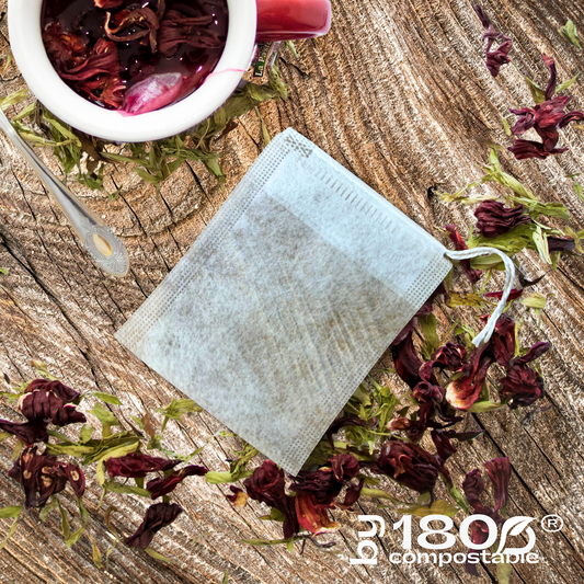 Pack de 100 Bolsitas de té 5,5×7 cm de fibra de maíz con cordón - 180Compostable.cl