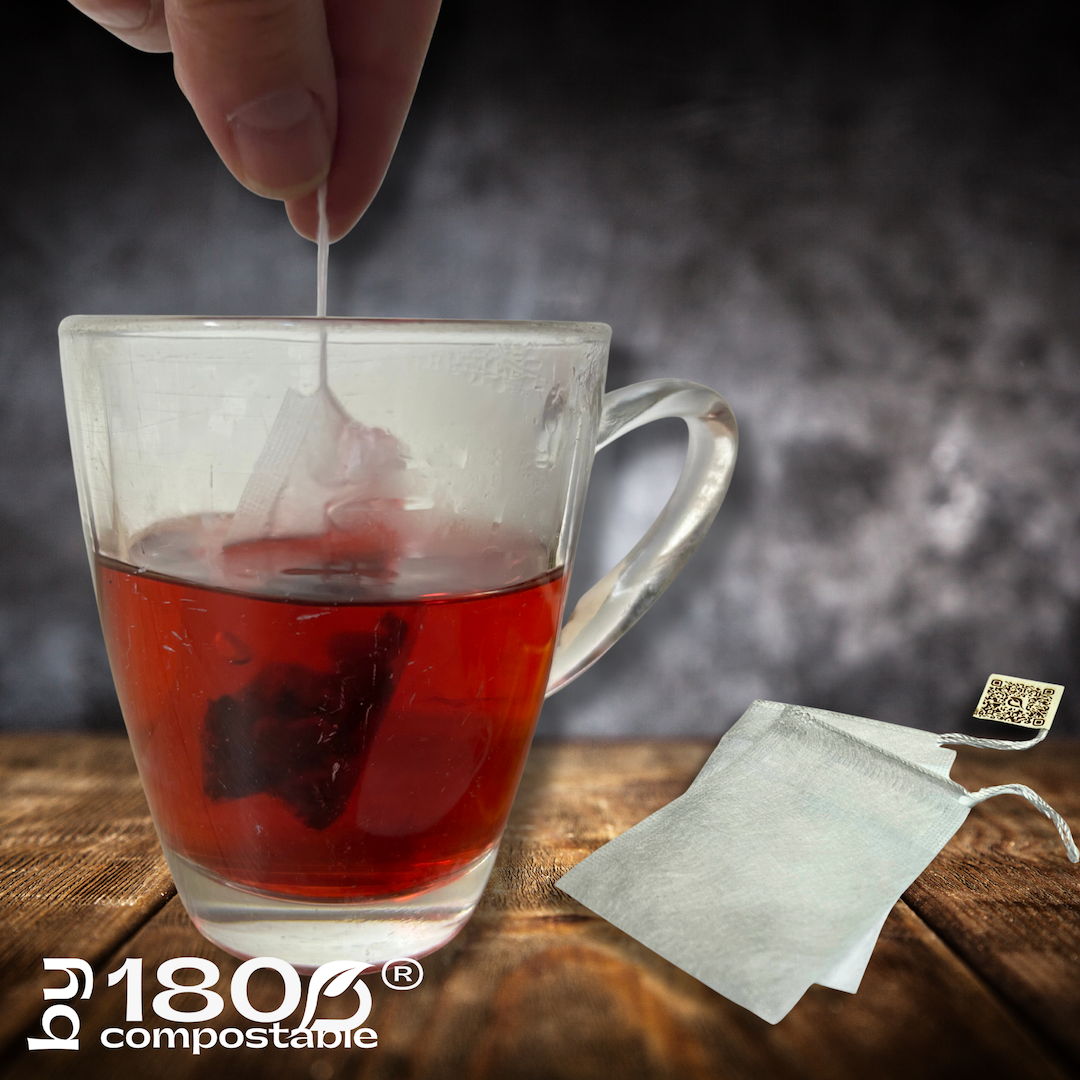 Pack de 100 Bolsitas de té 5,5×7 cm de fibra de maíz con cordón - 180Compostable.cl