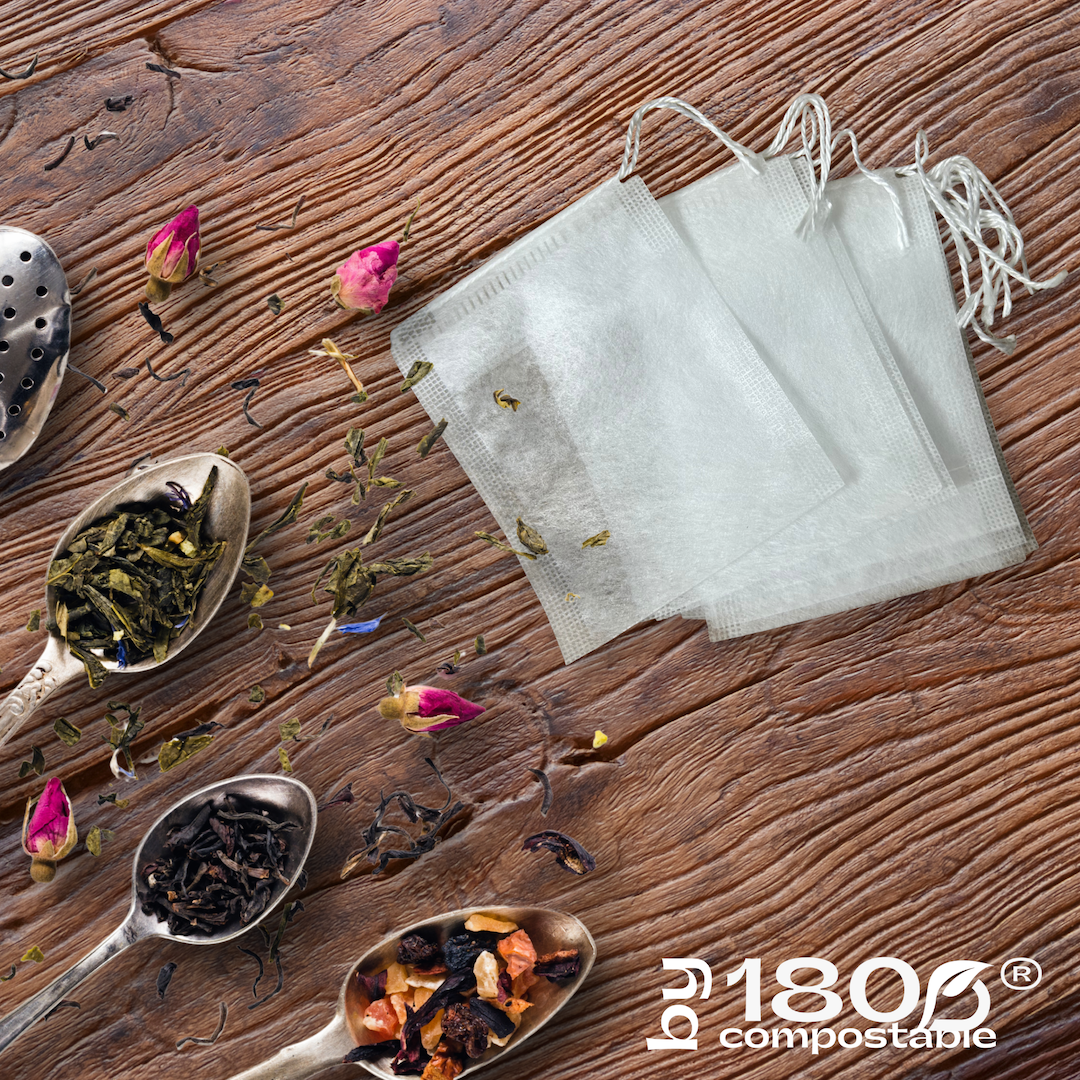 Pack de 100 Bolsitas de té 5,5×7 cm de fibra de maíz con cordón - 180Compostable.cl