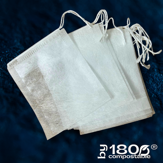 Pack de 100 Bolsitas de té 5,5×7 cm de fibra de maíz con cordón - 180Compostable.cl