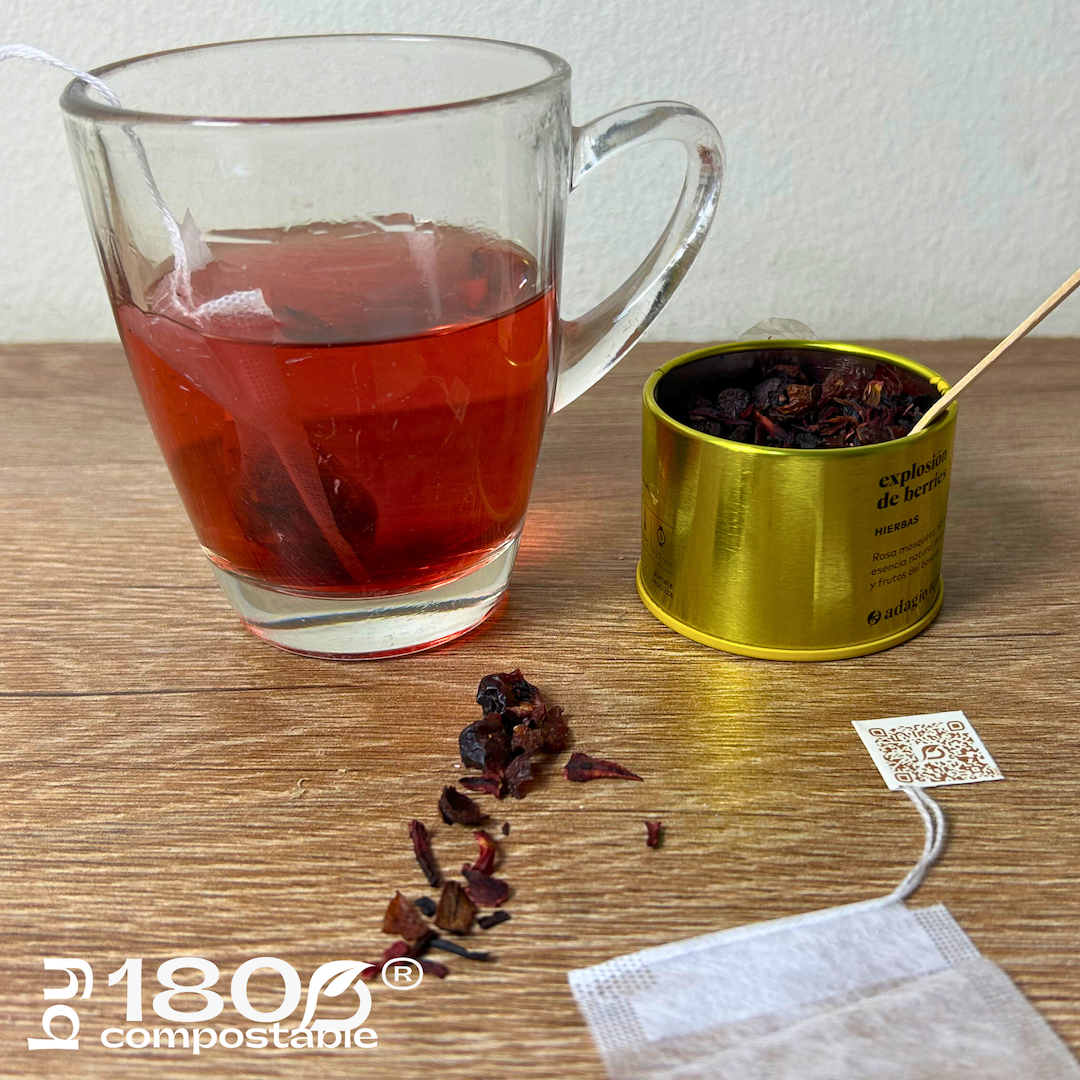 Pack de 100 Bolsitas de té 5,5×7 cm de fibra de maíz con cordón - 180Compostable.cl