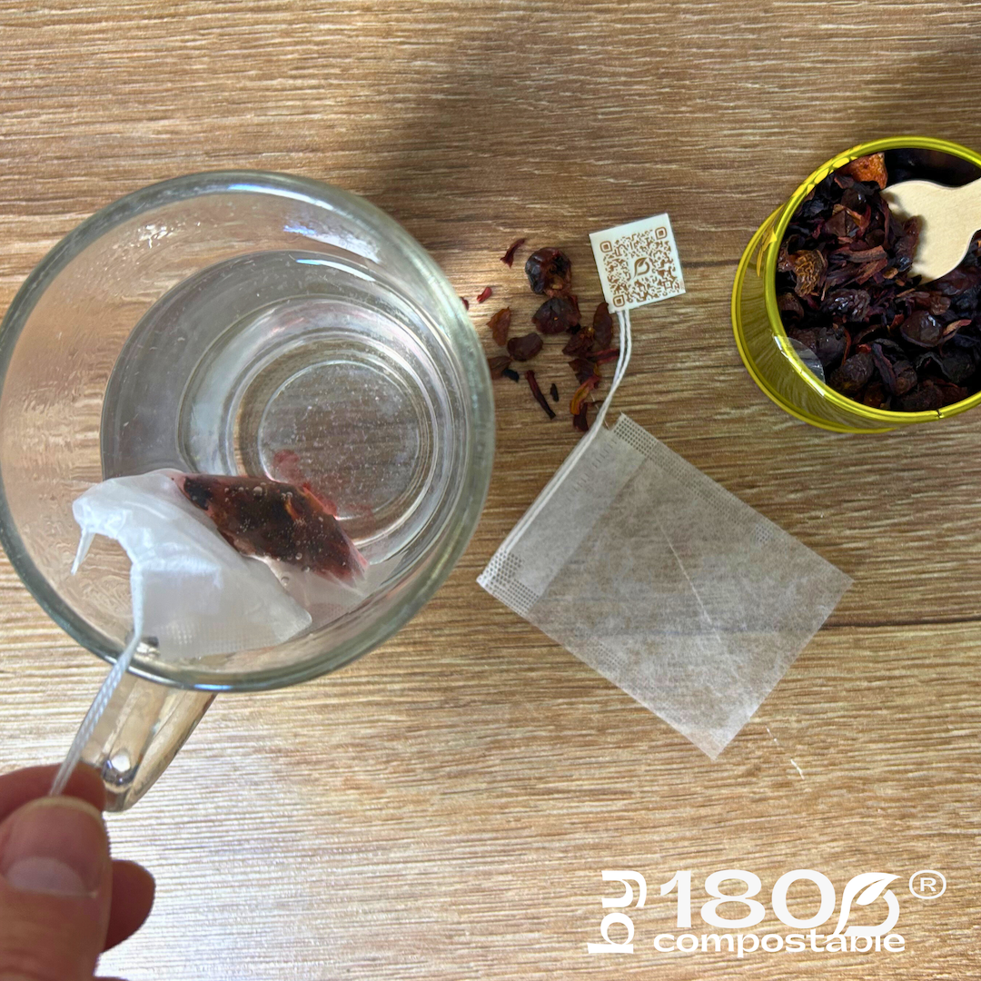 Pack de 100 Bolsitas de té 5,5×7 cm de fibra de maíz con cordón - 180Compostable.cl