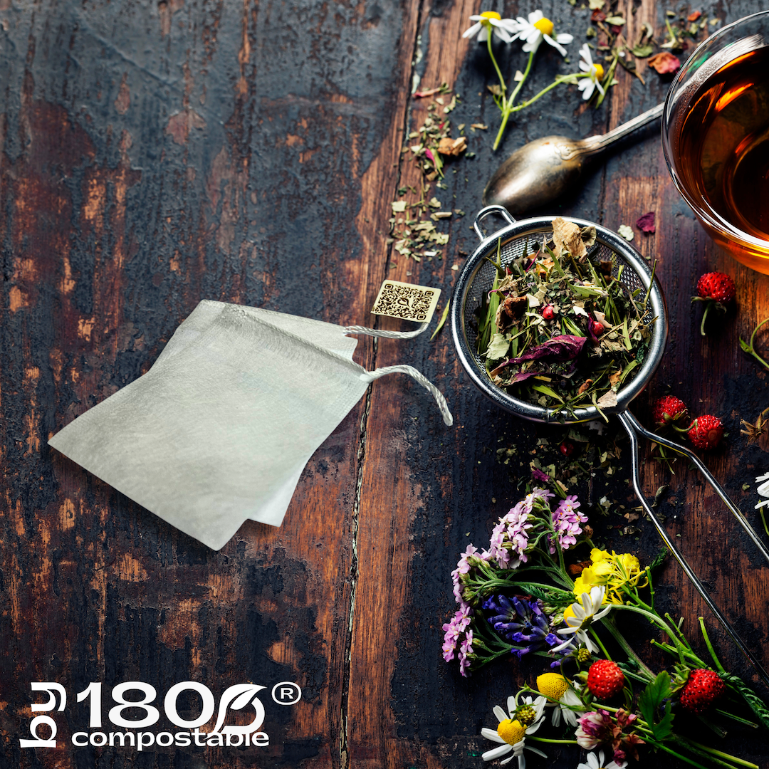 Pack de 100 Bolsitas de té 5,5×7 cm de fibra de maíz con cordón - 180Compostable.cl