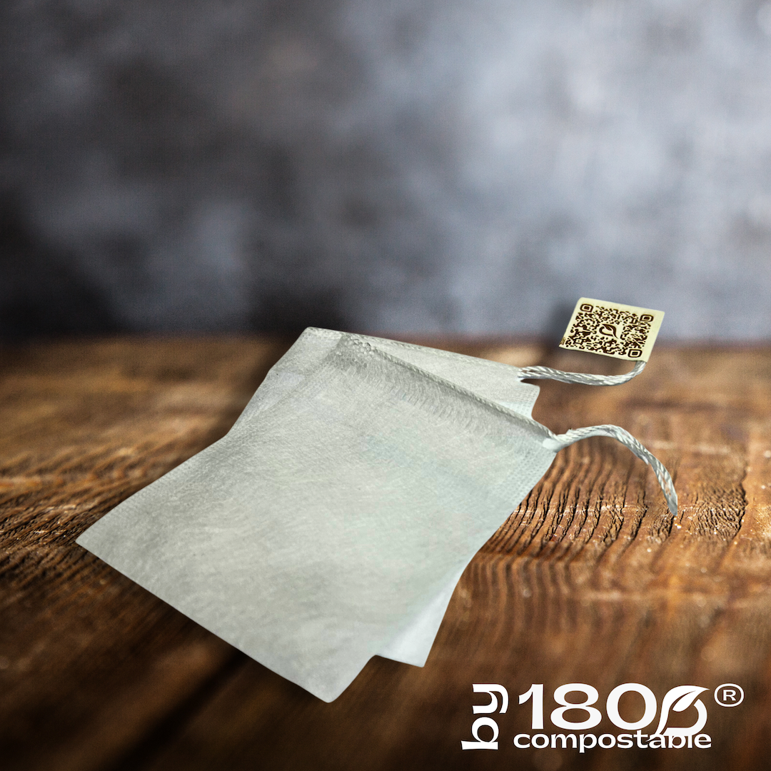 Pack de 100 Bolsitas de té 5,5×7 cm de fibra de maíz con cordón - 180Compostable.cl