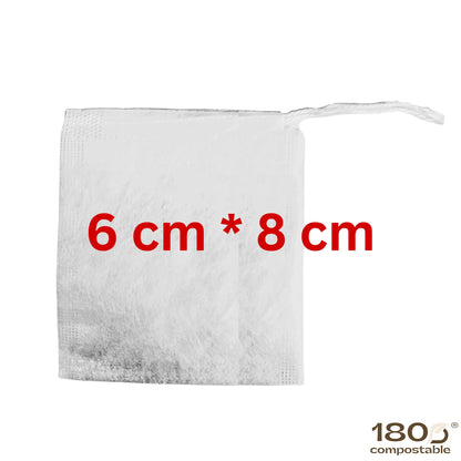 Bolsitas vacías para té con cordón de 6 × 8 cm, fibra de maíz PLA