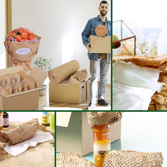 Rollo de Papel Panal de Abejas de 51cm*50m con Caja Dispensadora - 180Compostable.cl