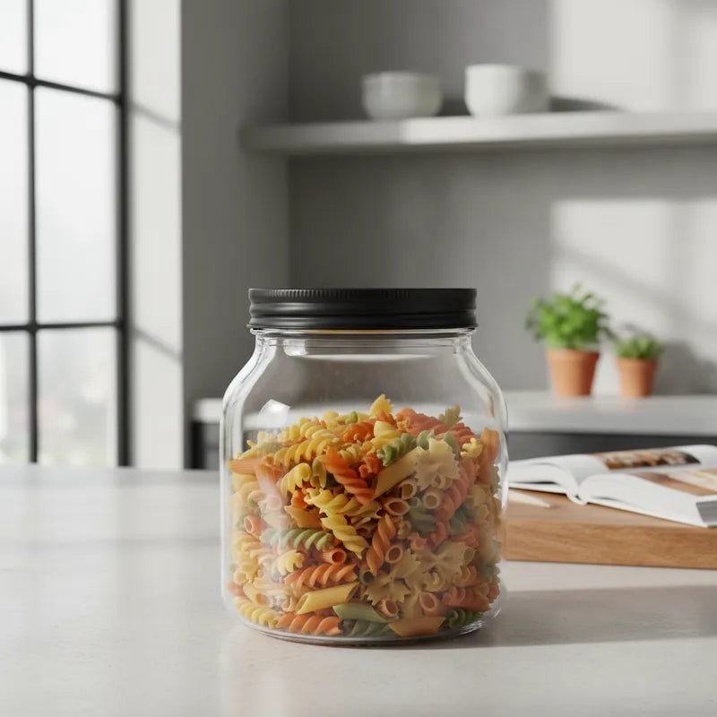 Frasco Conservero De 2.280ml Con Tapa Twist Off Negra