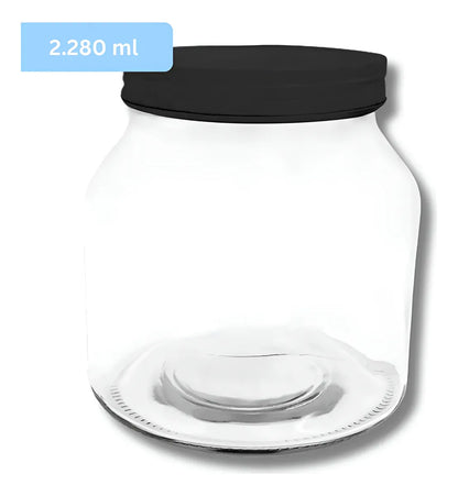 Frasco Conservero De 2.280ml Con Tapa Twist Off Negra