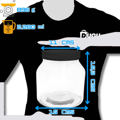 Frasco Conservero De 2.280ml Con Tapa Twist Off Negra