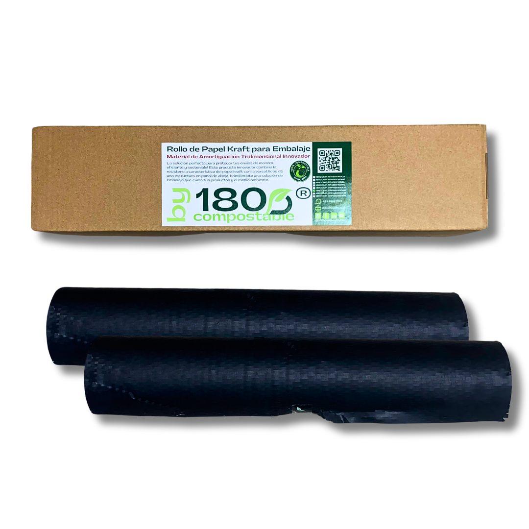 Rollo De Papel Panal Negro 51cm*50m Con Caja Dispensadora + Rollo Extra - 180Compostable.cl