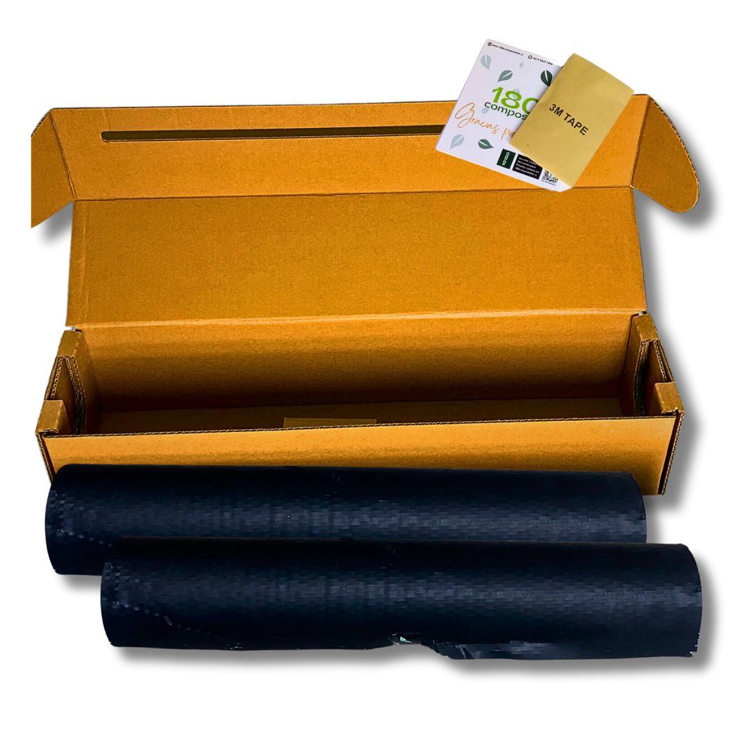 Rollo De Papel Panal Negro 51cm*50m Con Caja Dispensadora + Rollo Extra - 180Compostable.cl