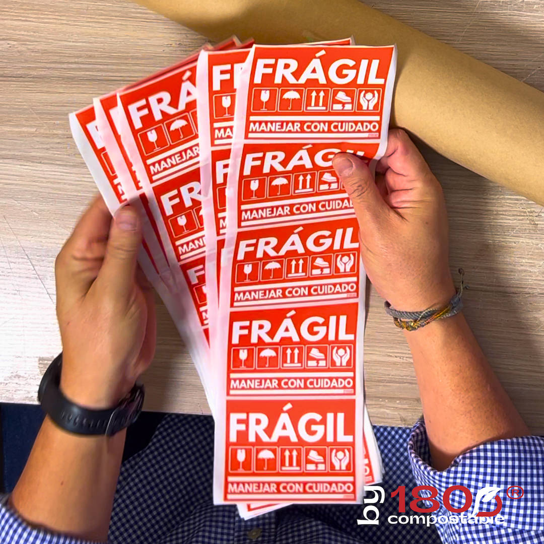 Pack de 50 Etiquetas Frágil de 102mm x 76mm