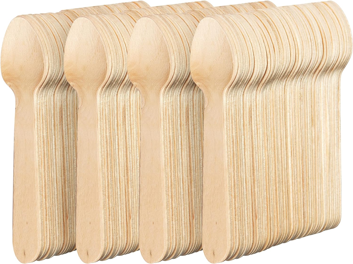 Pack de 100 Mini Cucharas de Madera - 180Compostable.cl