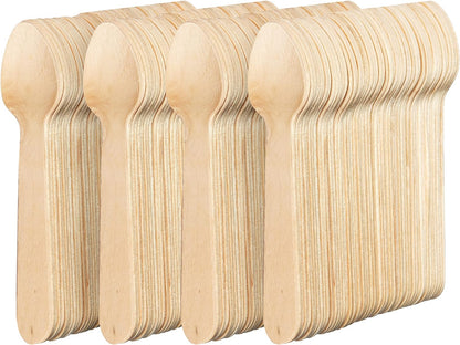 Pack de 100 Mini Cucharas de Madera - 180Compostable.cl